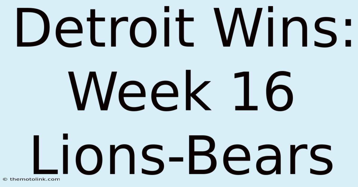 Detroit Wins: Week 16 Lions-Bears