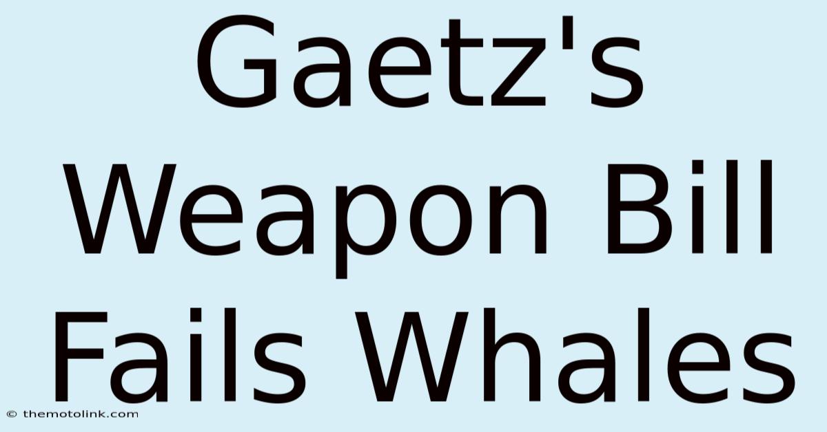 Gaetz's Weapon Bill Fails Whales