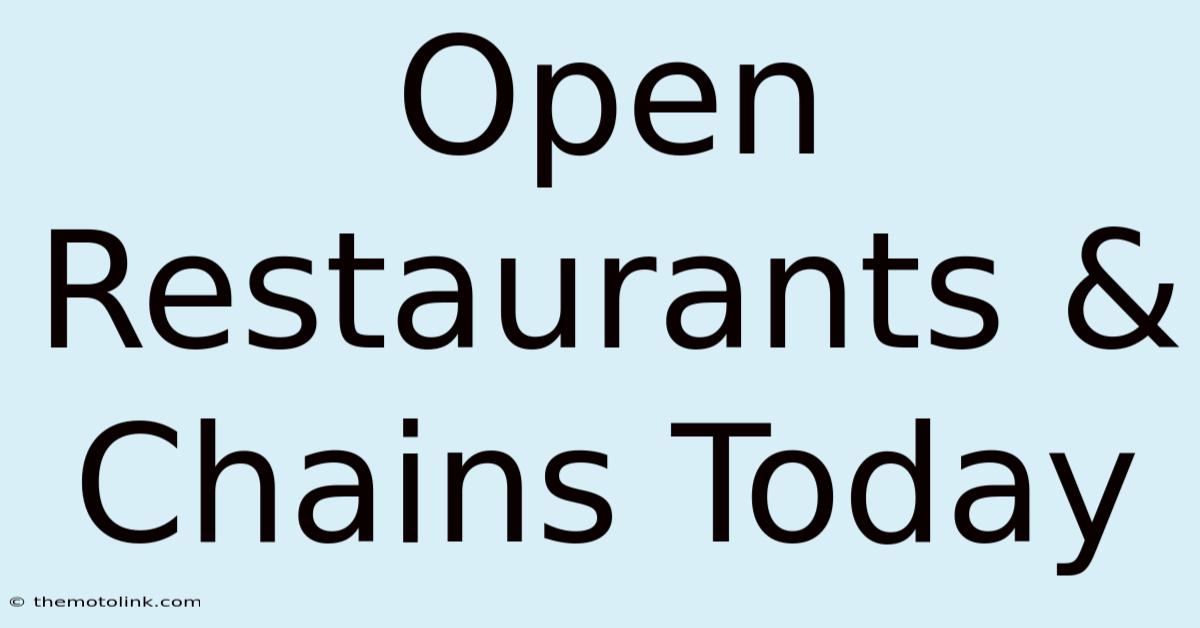 Open Restaurants & Chains Today