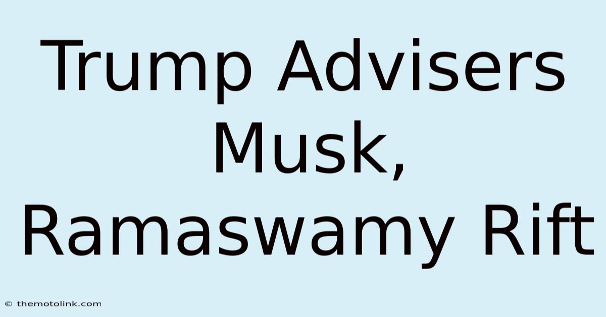 Trump Advisers Musk, Ramaswamy Rift